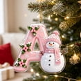 thumbnail image 5 of Acrylic Letter Christmas Ornament Pink Snowman Monogram Hanging Decoration with Initial for Xmas Tree Gift for Friends (3.15In), 5 of 7