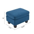 thumbnail image 3 of Danar Navy Blue Stylish Upholstered Ottoman with Elegant Birch Wood Legs, 3 of 7