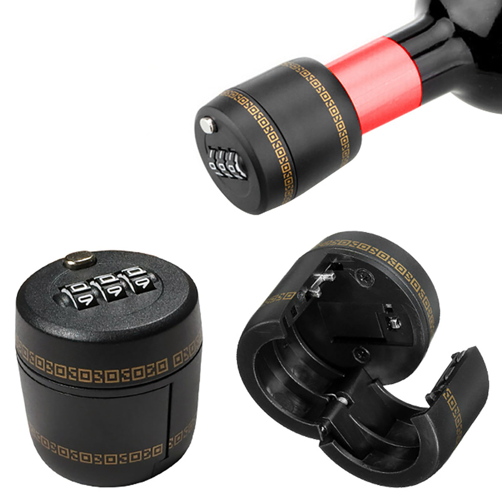 Bottle Password Locks Combination Locks Wine Bottle Stopper Vacuum Plug FM 