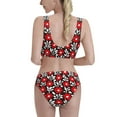 thumbnail image 3 of Daiia Red Floral printed 2 piece Swimsuit Bikinis for Women High Waisted Racerback Bathing Suits Summer Tummy Control Scoop Neck Swimwear-X-Large, 3 of 8