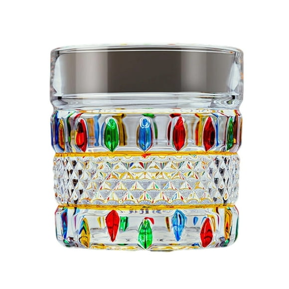 Handmade Crystal Glass Cup Drinking Glass for Water Juice Wine Elegant Color Block Design Desktop Liquid Storage Glassware