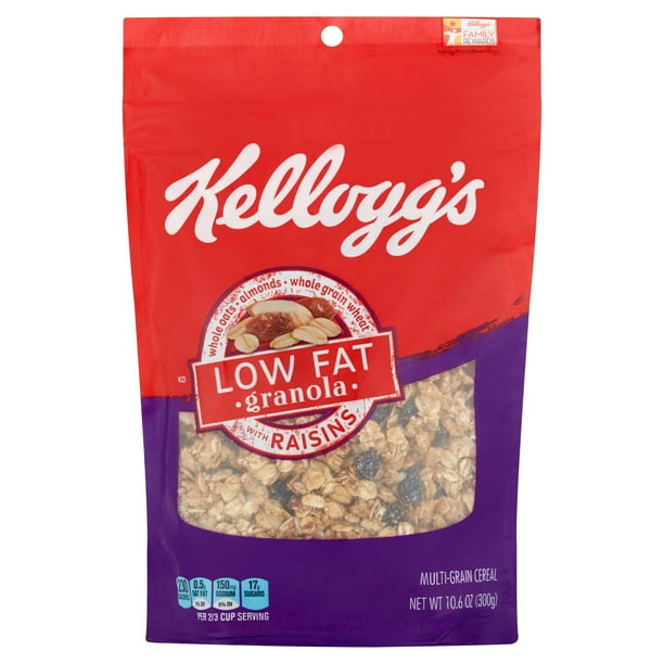 Kellogg's Low Fat Granola Ingredients Kellogg's Low Fat Granola with Raisins Cereal, 10.6 Oz Pouch - Walmart