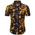 thumbnail image 3 of KOMOO Men Floral Beach Outfit Short Sleeve Button Hawaiian Shirts Shorts Tracksuit Sweatsuit, 3 of 6