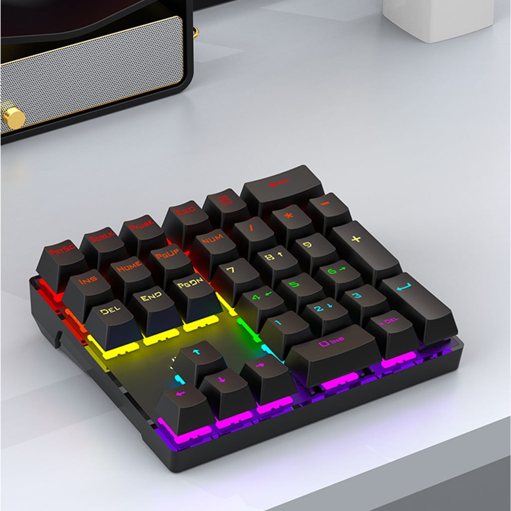 Waterproof 33Key RGBs Illuminateds Mechanical Number Pad Hot Swappable USB Connectivitys Ergonomic Keycaps For Home Office Computer Setups
