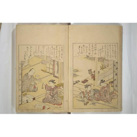 Public Domain Images MET78711 Brocart Oriental d'Une Centaine de Poèmes de Cent Poètes, Nishiki Hyakunin Isshu Azuma-Ori Affiche Imprimée par Katsukawa Shunsho, Japonais 1726 1792, 18 x 24