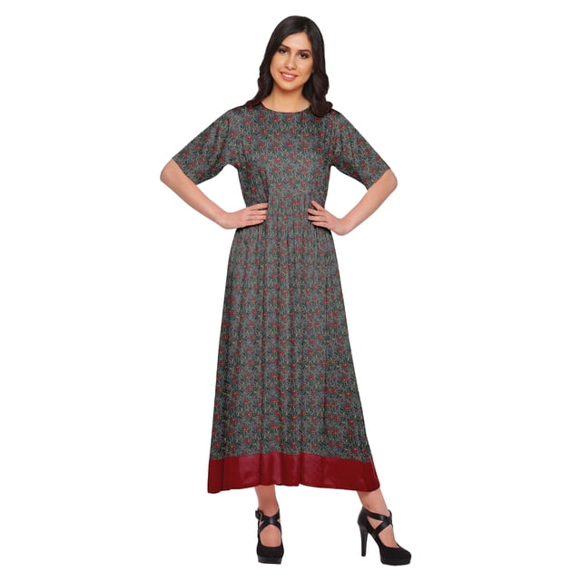 Moomaya Robe Kurta Imprimée Tenue d'Été Kurti pour Dames Tunique Longue Hauts pour Femmes