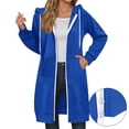 thumbnail image 4 of Long Hoodies for Women 2025 Fall Winter Long Sleeve Zip Up Plain Hooded Sweatshirt Jacket with Pockets, 4 of 6