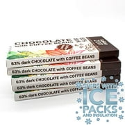 KakaoZon Dark Chocolate Bars | 63% Dark Chocolate with Coffee Beans | Gluten-Free | Vegan | Non-GMO | Free of all major allergens | Fairly Traded |5 Bars|