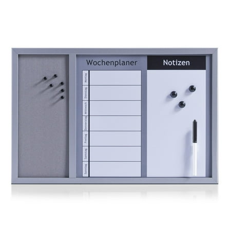 Zeller 11553 Combination 3 in 1 Board 60 x 40 Aluminium Grey