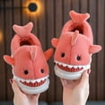 thumbnail image 2 of Tisuna Little Boys Girls Plush Slippers Shark Print Soft Sole Easy On Shoes Cute Fashion Autumn Winter Kids Slippers Watermelon Red Size 6-7 Years, 2 of 5