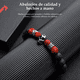thumbnail image 4 of Pulsera Calavera Vintage Piedra De Lava Ojo De Tigre Hombre, Rojo/Negro, 4 of 5