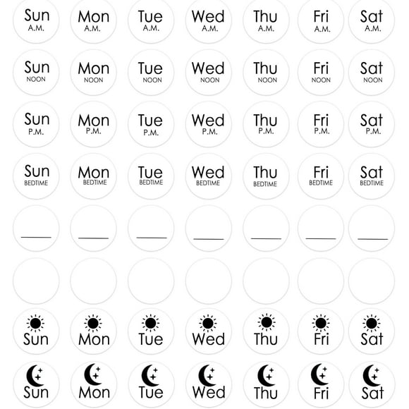 shiyou-1120 Pcs Medicine Instruction Label 1 Inch Morning Noon Evening Bedtime Medication Remider Stickers for Pill Case
