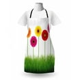 thumbnail image 3 of Gerber Daisy Apron, Horizontal Order Colorful Flowers on Grass Energetic Spring Illustration, Unisex Kitchen Bib with Adjustable Neck for Cooking Gardening, Adult Size, Multicolor, by Ambesonne, 3 of 4