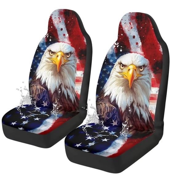 Uorisanigo Eagle Flag Car Seat Covers Front Seats Only for Women Men Seat Covers Organizer Pocket for Cars SUV Truck Sedan Universal Front Seat Cover Easy to Install