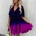 thumbnail image 2 of Casual Summer Dresses for Women Wrap V Neck Pleated Swing Short Dress Short Sleeve Loose Flowy A Line Sundress, 2 of 5