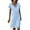 Light Blue, variant on Womens Cotton Linen V Neck Dresses Solid Short Sleeve Patchwork Lace Trim Knee Length Dresses Casual Loose Midi Dresses Comfy Summer Work Dresses White XXL