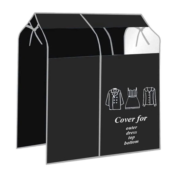 Cozival Clothes Rack Cover Dustproof, Breathable Non-Woven Hanging Garment Storage Bag with Clear Window, for Suits Coats Dresses, Black,110*90cm