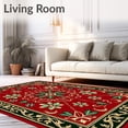 thumbnail image 2 of ODIKA 5'x7' Machine Washable Non-Slip Area Rug, Winter Berry Clusters and Frosted Pine Leaves with Subtle Gold Flourishes High Traffic Rug with Pad, Red, 627243, 2 of 8