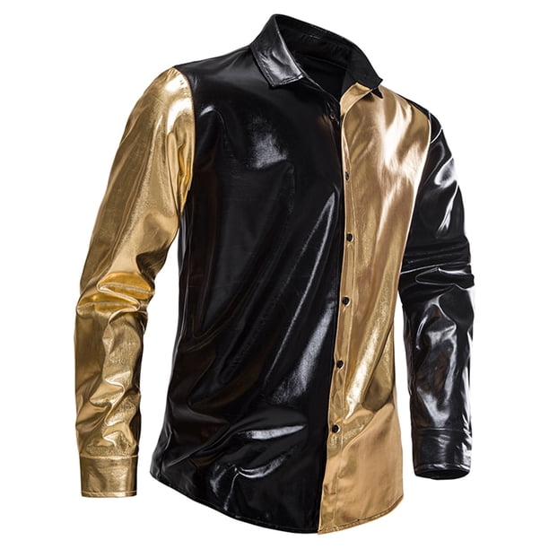 Blusa y camisa de manga larga con cuello vuelto para hombre, informal, lisa, de manga larga, con botones y retazos, blusa para hombre