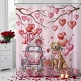 thumbnail image 2 of Valentine's Day Shower Curtain Gold Hair Dogs Bathroom Curtains with Hooks, Waterproof Fabric Dog Pink Truck Love Heart Rose Bath Shower Curtains Set for Bathroom Bathtubs Decor 72x72 Inch, 2 of 9