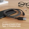 thumbnail image 2 of Powertek USB-A to USB-C (Type-C) Charging Cable, Carbon Design Texture, 6 ft, Grey, 2 of 7