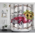 thumbnail image 3 of 4PCS Rustic Farmhouse Shower Curtain Set, Antique Red Truck Car Vintage Farm Pickup Truck Tractor Dog Autumn Fall Barn Cabin Lodge Country Bathroom Decor, Non-Slip Bath Mat Toilet Rug, 3 of 7