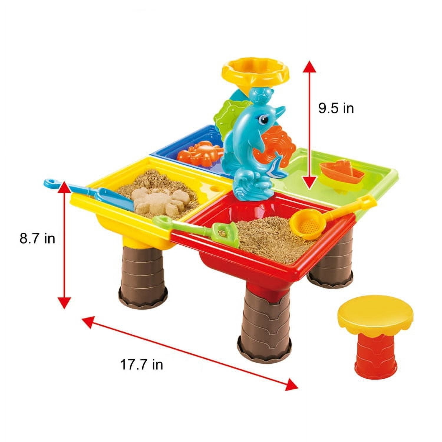 Sand and Water Table for Kids with 25PCS Accessories, Beach Outdoor Play Set Toddler by Mundo Toys