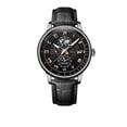 thumbnail image 2 of Men's Quartz Watch with Openwork Dial, Alloy Case and Leather Strap, Business Casual Wristwatch for Office Meetings Daily Wear(Black,C）, 2 of 6