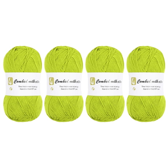 Uxcell Cotton Yarn, 60% Cotton, 40% Acrylic Soft Knitting Yarn Light Green for DIY Projects, 4 Pcs