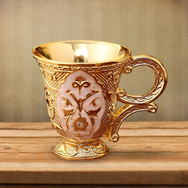 Taza en relieve Regalos coleccionables Copas retro portátiles para el hogar del hotel de vacaciones Blanco áureo BLESIY Tazas para beber