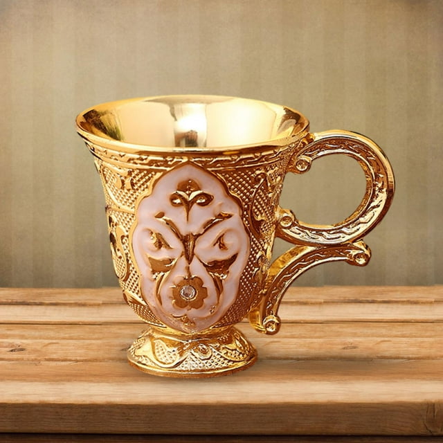 Taza en relieve Regalos coleccionables Copas retro portátiles para el hogar del hotel de vacaciones Blanco áureo BLESIY Tazas para beber