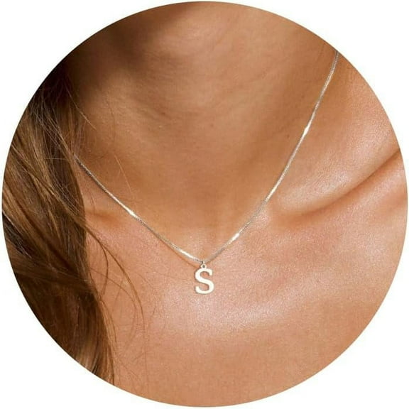 Delicate Charm Initial Necklace - Elegant 14K Gold/Silver Plated Monogram Pendant - Personalized A-Z Letter Choker - Minimalist Name Jewelry for Women