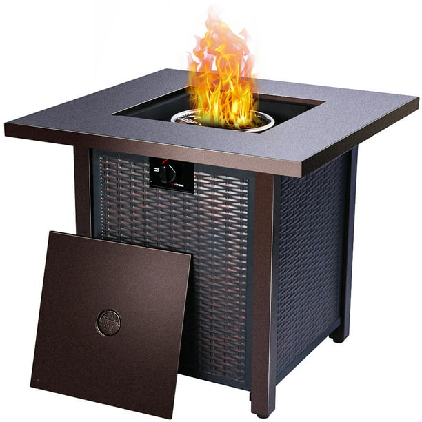 Enyopro 28 Outdoor Gas Fire Pit Table, Can You Use A Gas Fire Pit On Covered Patio