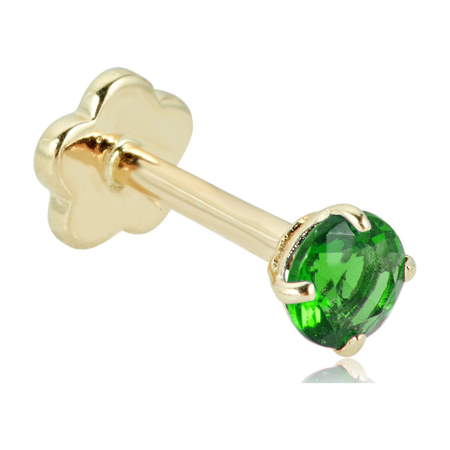 AVORA 14K Yellow/White Gold 3mm Round Cubic Zirconia (0.1 carat) Cartilage - Picture 23 of 43