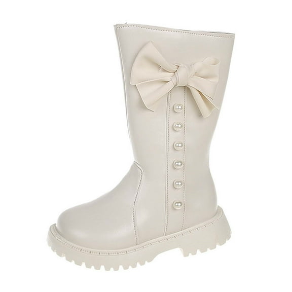 XIYON Girls Boots For Toddler Girls Boots Bowknot Long Boots For Kids Warm High Top With For Autumn Winter 2-2.5 Years