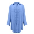 thumbnail image 6 of NMMUED Women's Swimsuit Cover Up Summer Beachwear Long Button Down Shirt Bikini Bathing Suit Beach Coverup Midi Dresses Light Blue A, 6 of 7