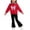 Red, variant on Eltusu Girls Outfit Sets, Collared Long Sleeve Fare Leg Sweatshirts&Sweatpants Sets Red Size 5-6 T