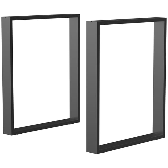 HOMCOM Ensemble de 2 Pieds de Table en Métal, Pieds de Table Carrés pour Bricolage Noir