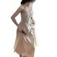 thumbnail image 4 of Vestido de mujer estilo francés fruncido Raya vertical ligero transpirable color puro vestido de verano para fiesta citas blanco L, 4 of 12