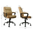 thumbnail image 5 of CLATINA Brown Office Chair Chair PU Leather Executive Office Chair Swivel Adjustable Height Chair with Upholstery Fixed armrest Mid-Back Leather Thick Cushion Office Chair Brown(1 pack), 5 of 8