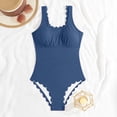 thumbnail image 5 of VISALY Womens Two Piece Ribbed Tankini Swimsuits Scalloped Tankini Tops with Bottoms Tummy Control Bathing Suits Strappy Square Neck Bathing Suits Modest Beach Summer 2026 Swim Suits Navy L, 5 of 7