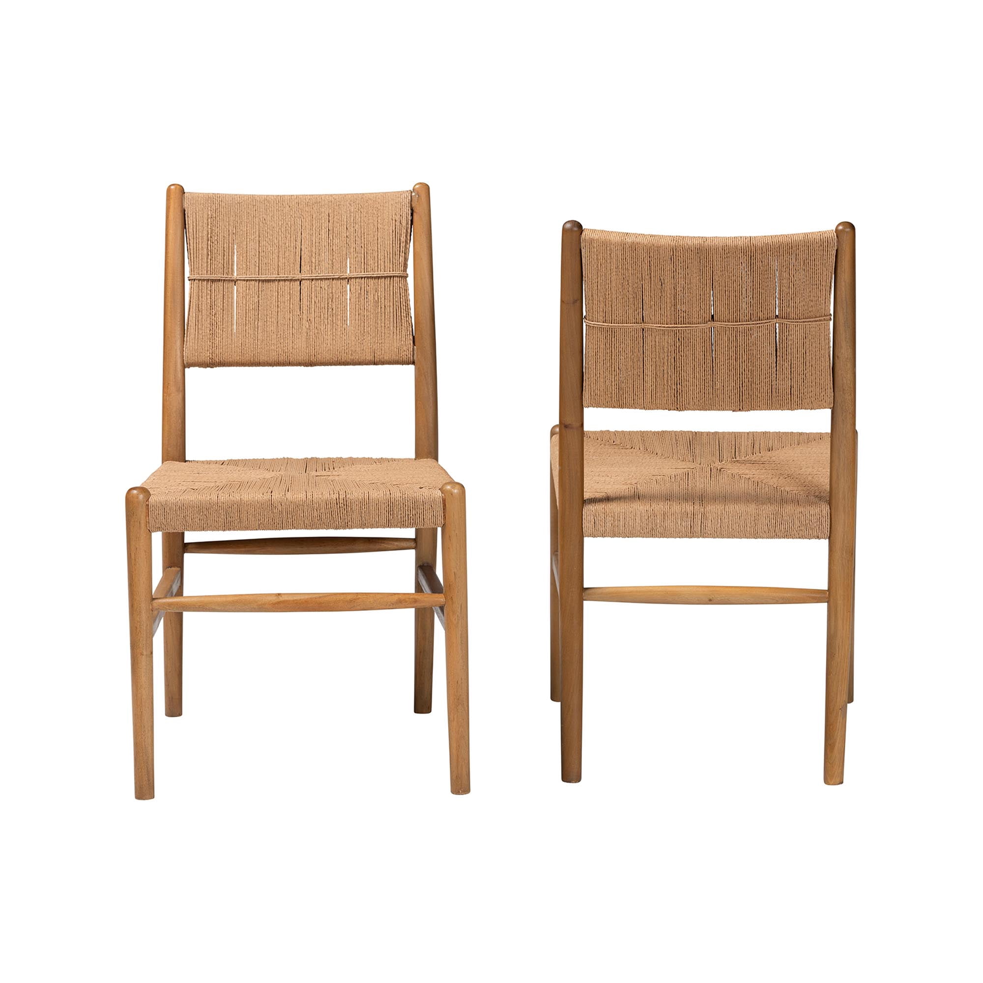 bali & pari Alva Mid-Century Dining Chair, 2-Piece, Honey