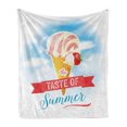 thumbnail image 1 of Ice Cream Soft Flannel Fleece Throw Blanket, Taste of Summer Words with Cone and Strawberry Clouds Inspirational Print, Cozy Plush for Indoor and Outdoor Use, 60" x 80", Multicolor, by Ambesonne, 1 of 6