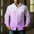 thumbnail image 3 of Men's Button Down Shirt Gradient Color Wrinkle Free Shirts Long Sleeve Cotton Work Shirts with Two Pockets, 3 of 5