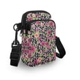 thumbnail image 3 of HELLHERO Leopard Print with Pink Roses Double Zipper Sling Bag with Zipper for Travel Daily Use, 3 of 7