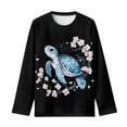 thumbnail image 6 of Jiueut Floral Sea Turtle Sweatshirts for Girls 3-4 Trendy T Shirts Long Sleeve Shirts Crewneck Preppy Pullover Tops for Kids Teens Sweater Jumper Sports Winter Clothes, 6 of 7