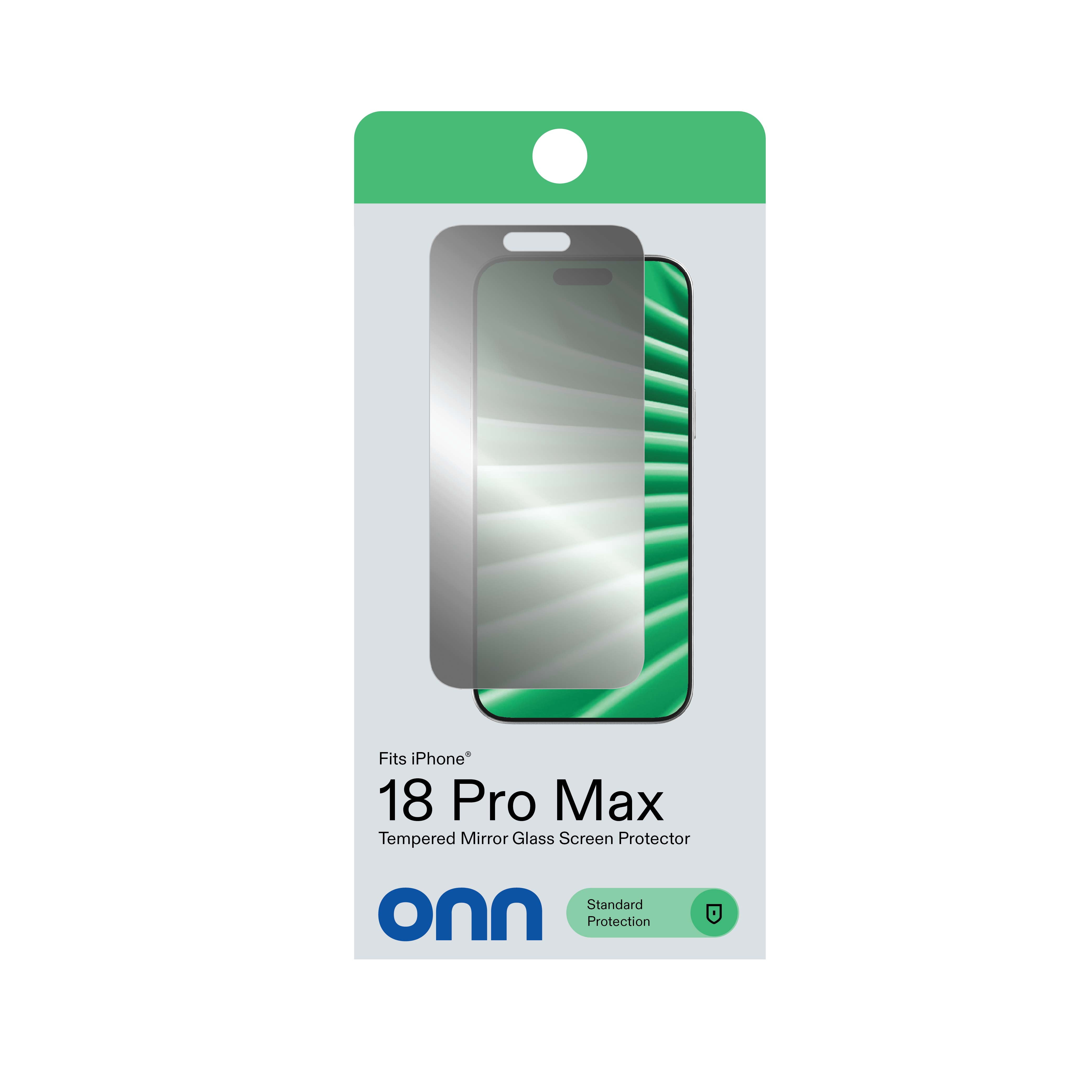 onn Mirror Glass Screen Protector for iPhone 18 Pro Max with Easy Application Tray - Silver Mirror Finish
