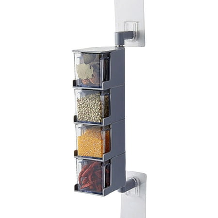 

SIEYIO Punch Free Seasoning Boxes Wall Mounted Store Various Seasonings Can Rotate 360 Degrees Easy to Stick Not Easy to Fall