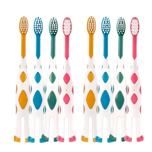 newrichbee 8 paquetes de cepillos de dientes para niños, extra suaves, encantadores ciervos, cepillos de dientes para niños de 2 a 8 años (rosa, naranja, azul y verde)