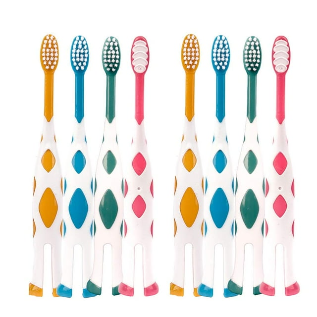 8 paquetes de cepillos de dientes para niños, cepillo de dientes extrasuave y encantador para niños de 2 a 8 años (rosa, naranja, azul y verde) Namotu CZMR-ST123